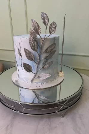 Mini Cake Mármore Azul Claro e Prata